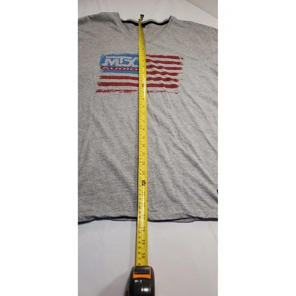 MTX Audio‎ American Flag V Neck T Shirt Gray XL Mens Womens Graphic Tee - Picture 2 of 7